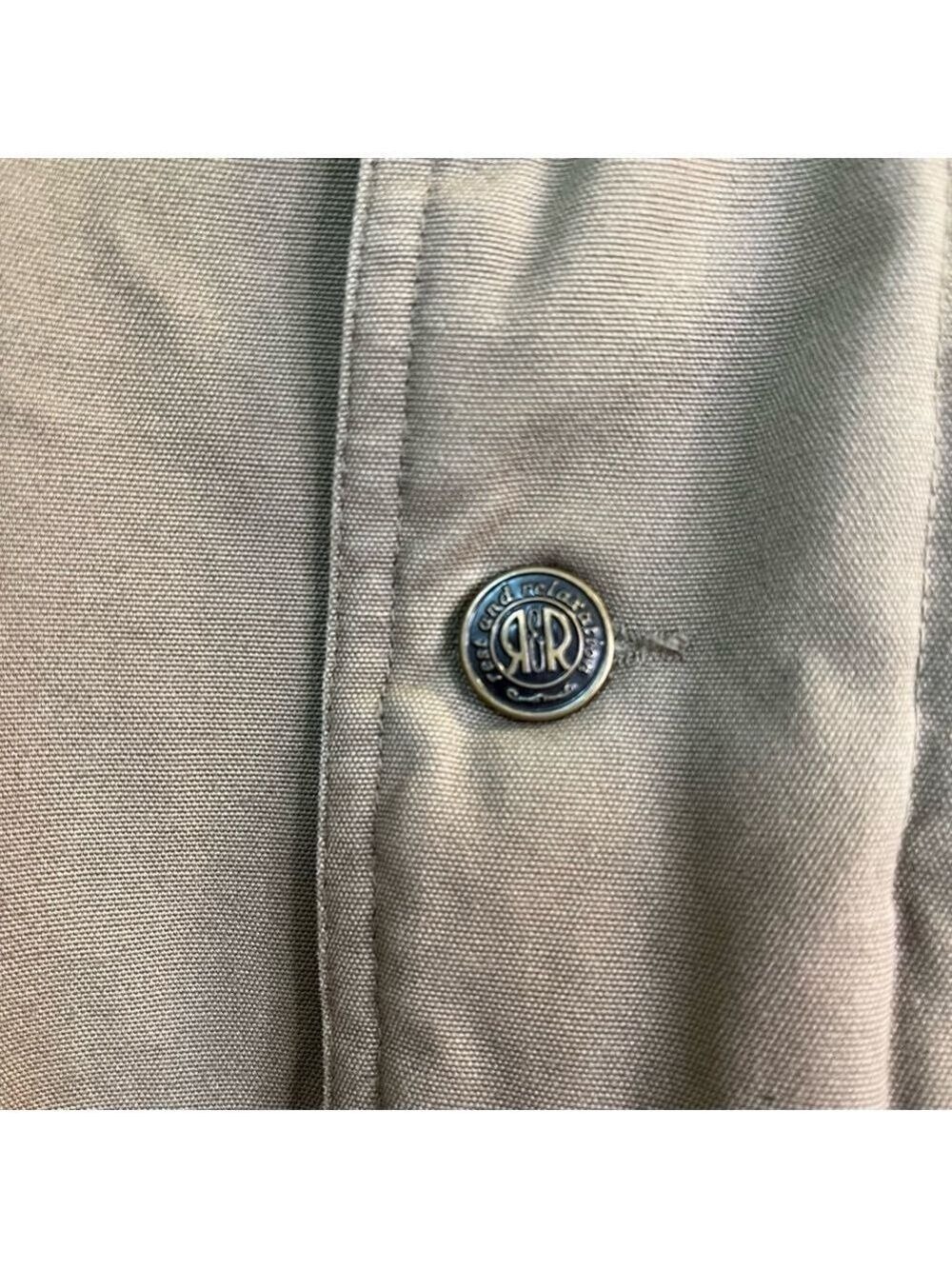 Men's Vintage R&R Chore Jacket Barn Coat Utility Corduroy Collar Khaki Brown 44 - Picture 11 of 16